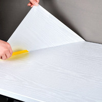 quatrefoil 木紋翻新貼墻紙自粘墻貼書桌衣柜木門舊家具貼紙 0.6*3米白木紋