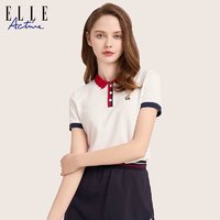 ELLE Active 通勤运动polo衫t恤女 2024夏季新款休闲显瘦短袖上衣