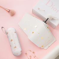 iChoice五折太阳伞胶囊伞爱心6骨雨伞晴雨两用女防晒遮阳伞户外 爱心米白【无盒】 6骨