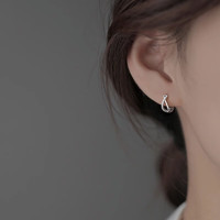 银瑜 银色耳环女高级感耳钉2024新款耳圈小众设计感气质耳饰 银色一对