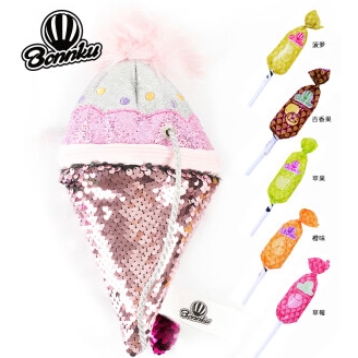 啵是糖Bonnku儿童节儿童宝宝礼物 水果口味棒棒糖 粉色冰激凌桶包（5支装）