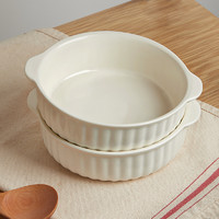 墨色 双耳空气炸锅烤碗陶瓷家用烤箱专用碗蒸蛋碗焗饭碗沙拉碗烤盘