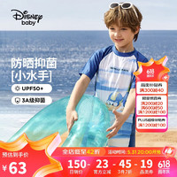 Disney 迪士尼 童装男童短袖泳衣UPF50分体抗菌耐磨游泳衣服24夏DB421AAE02蓝130