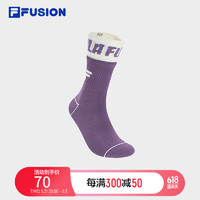 FILA FUSION斐乐潮牌款高腰袜2024夏季撞色运动袜长筒袜 酱紫色-PU S