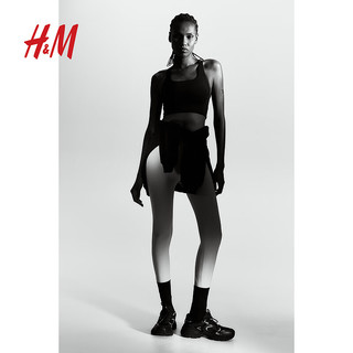 H&M 【MOVE DryMove™】女运动内衣24夏中度支撑运动文胸1206078SL 黑色 D110