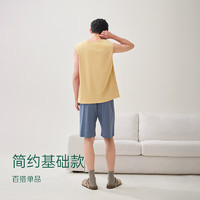 安之伴 睡衣男夏季T恤背心无袖上衣家居服单衣 蒸栗 XL