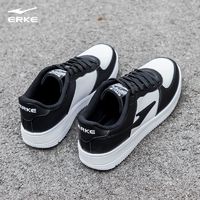 ERKE 鴻星爾克 男鞋板鞋低幫2024夏季新款透氣休閑鞋時尚復古黑白運動鞋