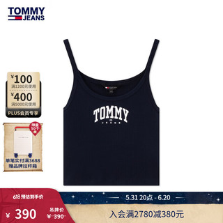 TOMMY JEANS24早秋女美式潮流弹力螺纹印花内搭吊带背心DW0DW19289 藏青色C1G S