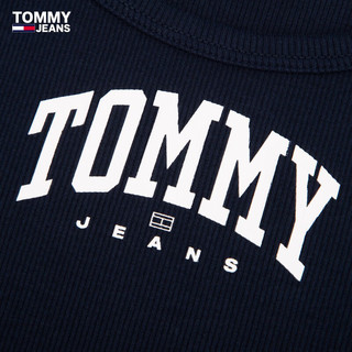 TOMMY JEANS24早秋女美式潮流弹力螺纹印花内搭吊带背心DW0DW19289 藏青色C1G S