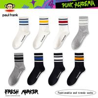 大嘴猴袜子男女7A抗菌防臭四季条纹中筒袜潮流吸汗运动袜