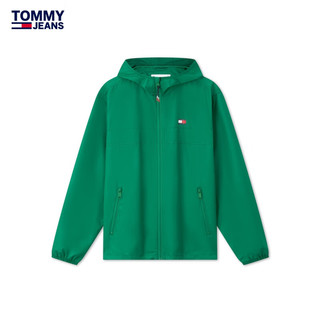 TOMMY JEANS24早秋男女款经典印花轻薄户外运动连帽夹克外套20204 绿色L30 M