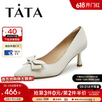 他她（TATA）2024秋时尚女细跟高跟鞋UAN02CQ4 米白 35
