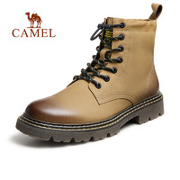 88VIP：CAMEL 駱駝 男鞋2023秋新款真皮馬丁靴男士英倫風高幫靴子戶外防滑工裝靴