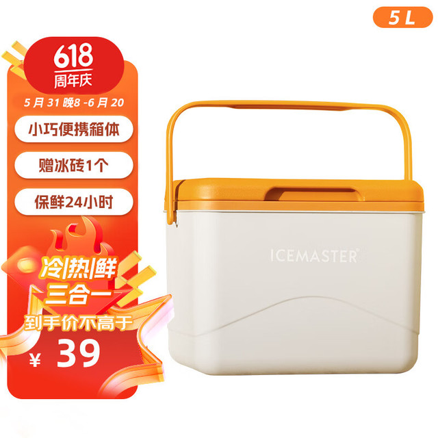 ICEMASTER 冰大师 小号保温箱户外露营食品冷藏保热箱便携保鲜母乳车载冰箱冰桶5L