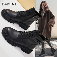 DAPHNE 达芙妮 英伦风棉鞋马丁靴女款靴子2024新款秋冬季加绒皮鞋秋季短靴