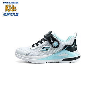 Skechers斯凯奇男童春夏闪灯鞋时尚网面透气休闲运动鞋407114L 白色/蓝色/WBL 33码