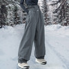 佳宝莉源 灰色专业滑雪裤防水加绒单板滑雪服宽松冬季户外防寒保暖裤