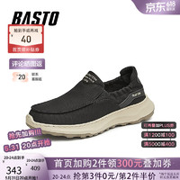 百思图2024秋季简约休闲一脚蹬布鞋男休闲鞋ETR01CM4 黑色 39