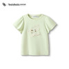 巴拉巴拉 高端线24夏探秘自然系列透气刺绣短袖T恤女 绿色调00444 140cm