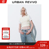 URBAN REVIVO UR2024春季女格雷系假两件肌理感修身短袖针织衫UWL940040 象牙白 XS