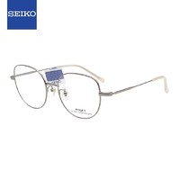 SEIKO 精工 眼镜框男女全框金属眼镜架AE5004 0163+依视路单光1.67
