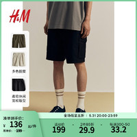 H&M2024夏季男装宽松休闲短裤1245564 黑色 175/88