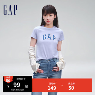 Gap 盖璞 女装春季2024新款LOGO简约圆领撞色印花纯棉短袖T恤402168上