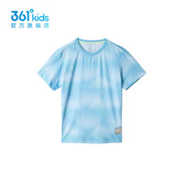 361°361度童装男童短袖针织衫2024年秋季中大童T恤 跃动蓝 130cm