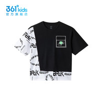 361°361度童装男童短袖针织衫2024年秋季中大童T恤 经典黑 140cm