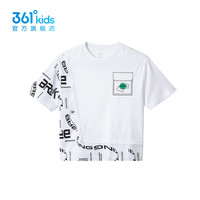 361°361度童装男童短袖针织衫2024年秋季中大童T恤 本白 170cm