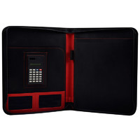 KAISA 凯萨 经理夹红黑配色带拉链办公商务夹A4文件资料夹带计算器