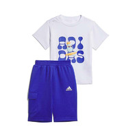 阿迪达斯 （adidas）夏季男童宝宝棉质运动休闲T恤短袖套装IT1770 白色 A/74