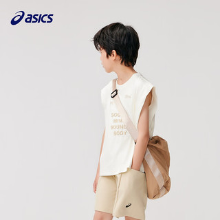 asics亚瑟士童装2024男童日式短袖背心夏季宽松弹性运动舒适背心 8853米白 150cm