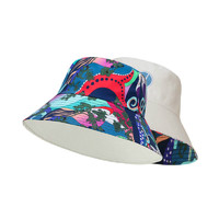 猪小耙夏威夷大头围渔夫帽男夏季双面遮阳帽特大码防晒帽 卡其色-彩绘双面渔夫帽 XL（60cm以上）