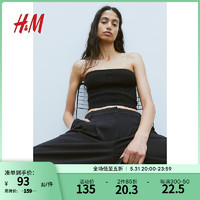 H&M女装抹胸2024夏季修身抹胸辣妹短上衣1226803 黑色 155/80