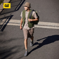 CAT卡特24夏季男士工装抽绳针织全棉宽松短裤休闲短裤 褐色 XL