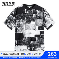 马克华菲【纯棉透气亲肤】短袖T恤男24夏季潮酷印花休闲潮流短袖上衣T恤衫 001黑色 XXL
