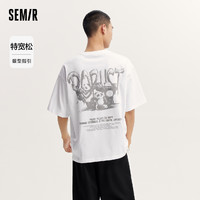 Semir 森马 [商场同款]森马短袖T恤男2024夏新款凉感抑菌印花情侣装oversize