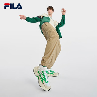 斐乐（FILA）蕨草鞋FERN男鞋户外老爹鞋休闲鞋运动鞋男 斐乐白/鲜绿色-WK 44.5