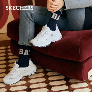 斯凯奇skechers老爹鞋子女士小白鞋熊猫鞋季运动休闲内增高厚底百搭 99999863-白色/海军蓝色/WNV 37.5