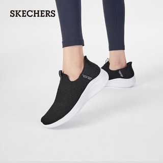 斯凯奇（SKECHERS）SLIP IN闪穿系列女士缓震舒适一脚蹬运动鞋149708 黑色/白色/BKW 35