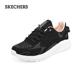 斯凯奇（Skechers）女运动鞋简约厚底缓震百搭休闲鞋117224 黑色/粉红色/BKPK 38 