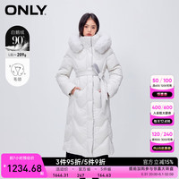 ONLY90白鹅绒保暖直筒连帽长款羽绒服女|123412027 C42 月岩LUNAR ROCK 160/80A/S