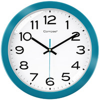 Compas 康巴丝 挂钟客厅钟表挂墙简约创意时钟石英钟现代时钟 7019蓝色 29cm