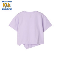 Skechers斯凯奇童装女童针织圆领短袖透气儿童运动短款T恤衫P224G049 /00EW