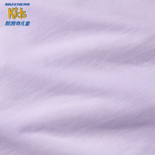 Skechers斯凯奇童装女童针织圆领短袖透气儿童运动短款T恤衫P224G049 浅雪青色/00EW 130cm