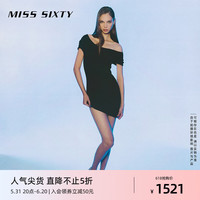 MISS SIXTY2024夏季天丝针织连衣裙女性感辣妹修身包臀短裙 黑色 XS