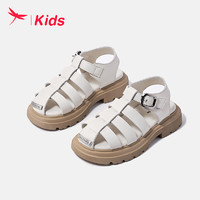 红蜻蜓儿童24夏季童鞋男女童时尚潮流中大童包头凉鞋 米色 29码 29（内长18.7脚长18.1）