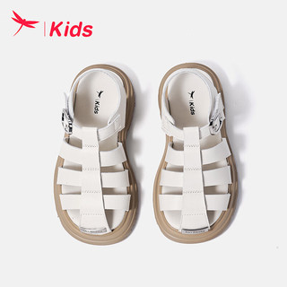 红蜻蜓儿童24夏季童鞋男女童时尚潮流中大童包头凉鞋 米色 37码 37（内长23.2脚长22.6）