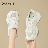 百亿补贴：DAPHNE 达芙妮 休闲运动鞋厚底舒适老爹鞋女春秋新款透气百搭鞋子系带女鞋